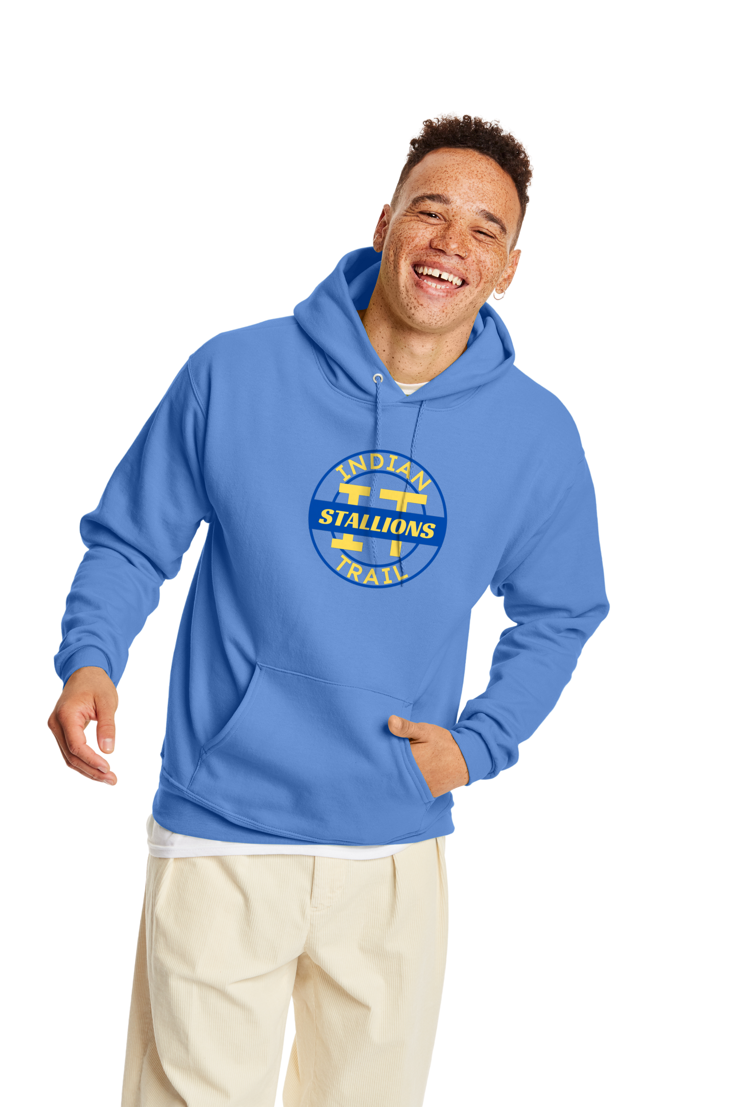 Round Color Blue Hoodie